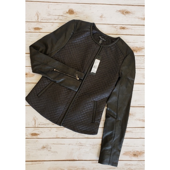 Kenneth Cole Jackets & Blazers - KENNETH COLE Black Quilted Faux Leather Jacket